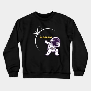 Total Solar Eclipse 2024 Funny Dabbing Astronaut Crewneck Sweatshirt